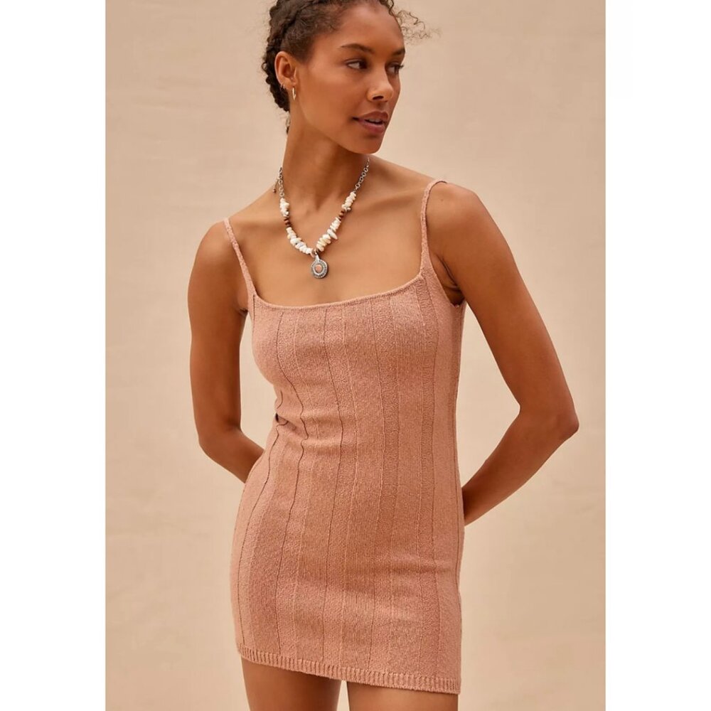 Free People Sweater Mini Dress in Taupe SMALL NWT